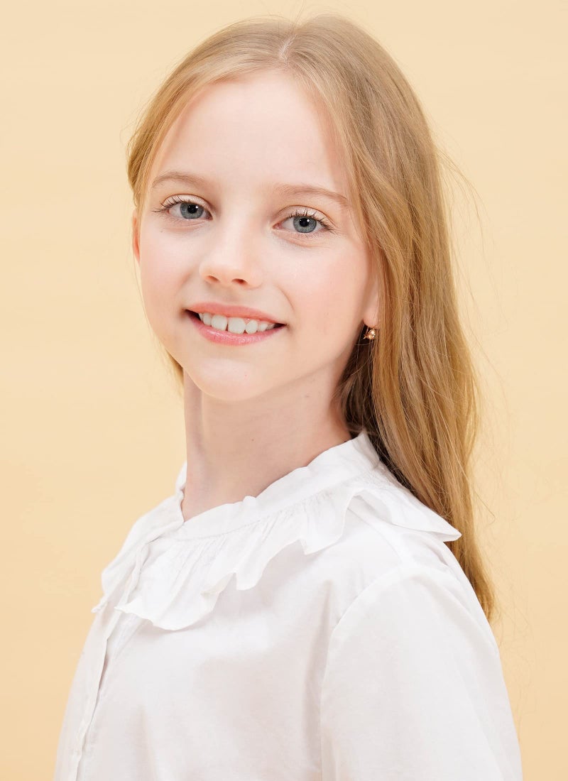 SOLOCOTE Girls White Blouse Ruffle Long Sleeve Button Down Shirts Princess Cotton Loose Soft Tops Spring and Summer, SLN9011 11-12 White - Image 4